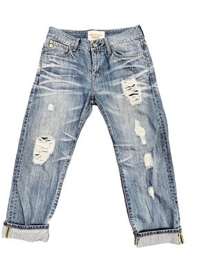 Big Star Women’s Relaxed Distressed Boyfriend Cropped Denim Jeans Size 28